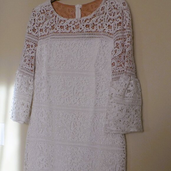 RALPH LAUREN Women White Crochet Lace dress - size 12 - Picture 2 of 13